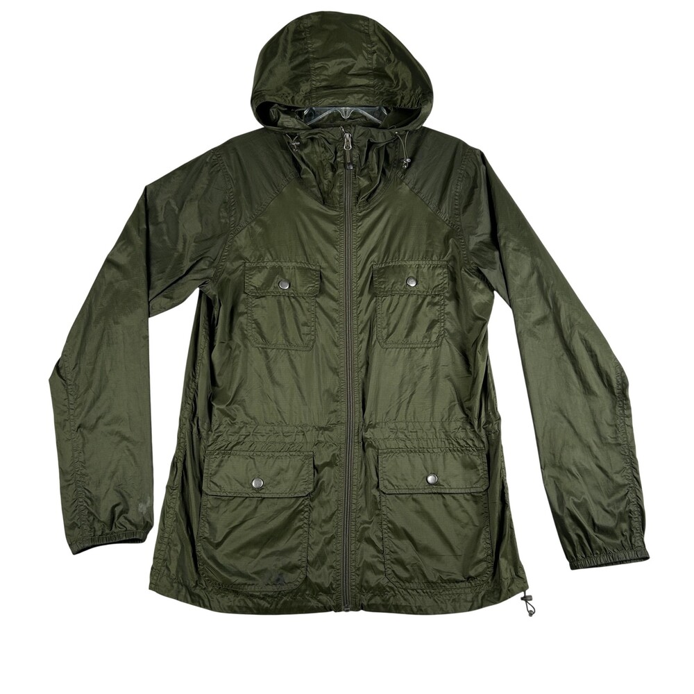 Eddie Bauer Jacket Mens Tall Medium Green Hooded Lightweight Windbreaker Pockets
